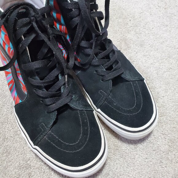 VANS Sk8-Hi Retro Mart Sneakers Hi-Top Leather Suede Lace Up Black Red W11 M9.5 - Picture 4 of 10